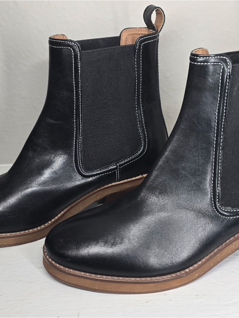 Joie Black Leather Boots with Tan Sole
